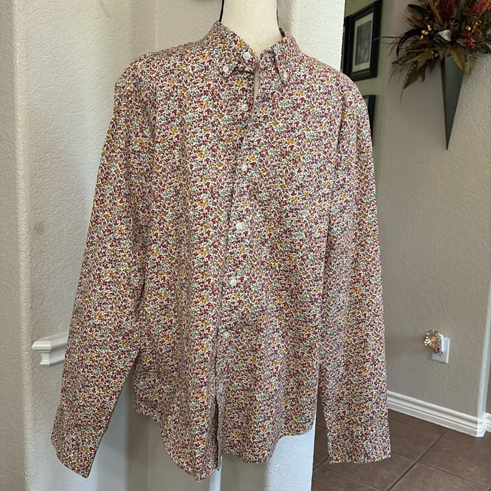 J.Crew flex wash slim floral long sleeve button-down shirt Size L